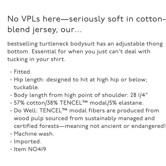 Madewell Black Turtleneck Thong Bodysuit NWT Size Medium - Picture 9 of 10